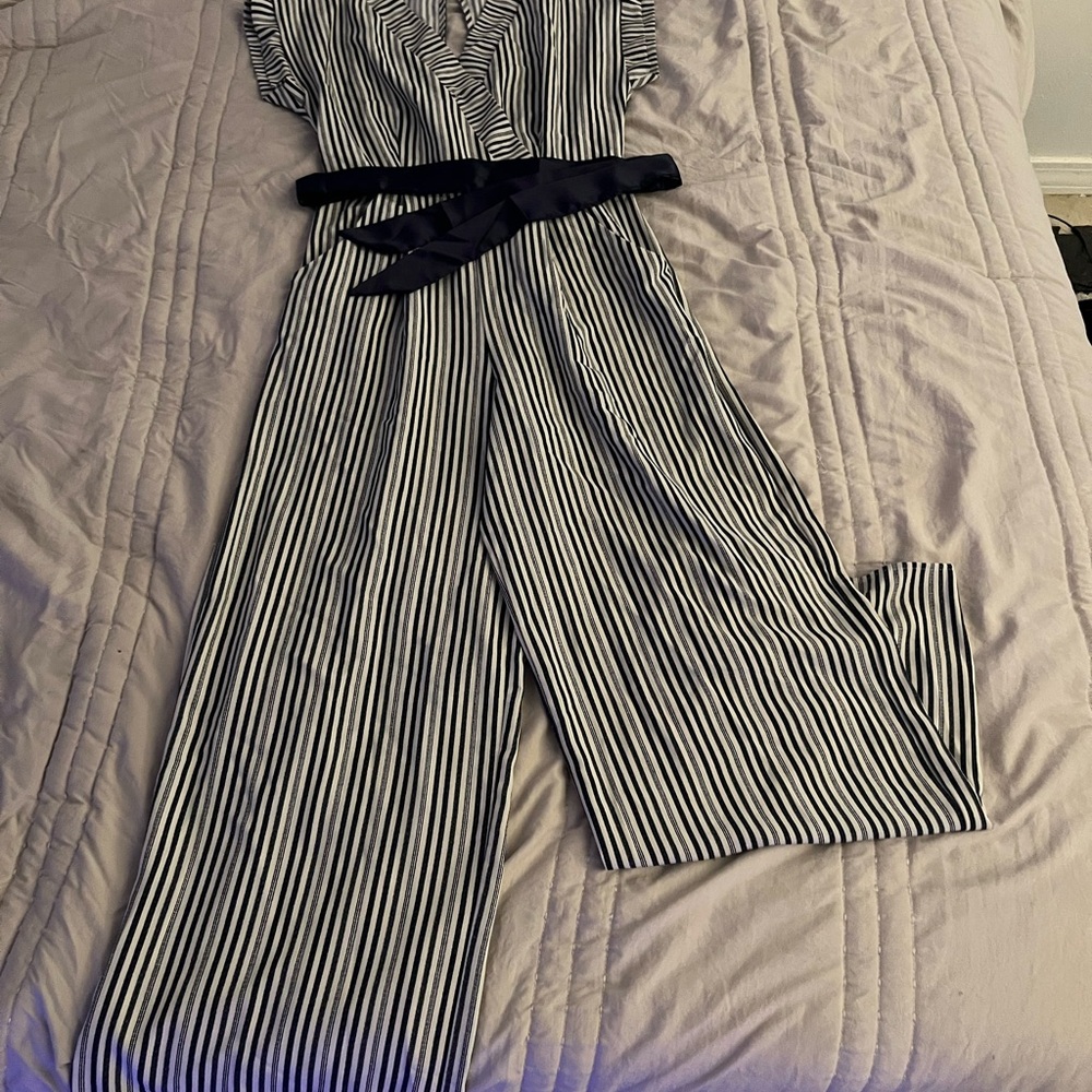 Striped Navy and White Jumpsuit